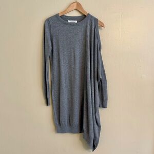 AllSaints Roulo Sweater Dress- Asymmetrical- Open shoulder- Gray- Sz US 2